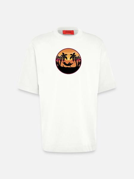 Palm Trees Hammock Sunset - Heavyweight T-Shirt - made by SPREAD  - OFF WHITE