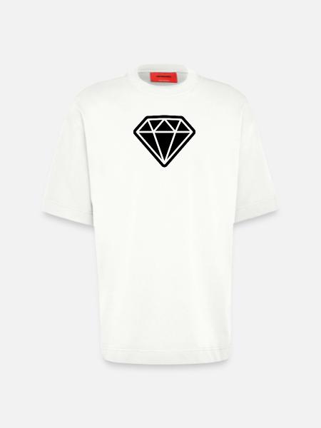 Icône de diamant - T-shirt bio épais oversize fabriqué en UE - OFF WHITE