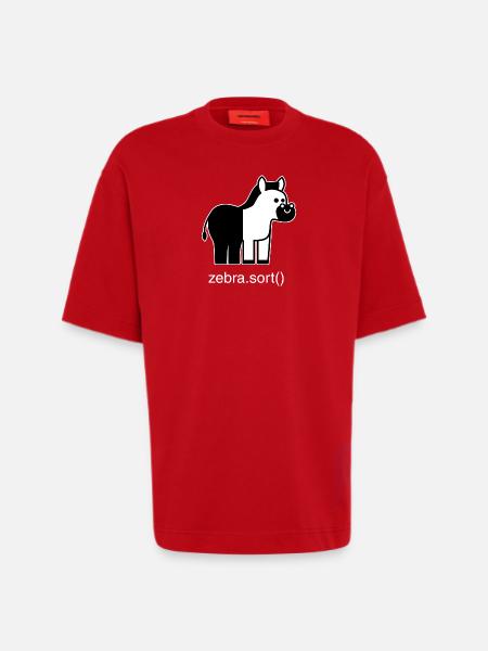 Zèbre assorti - T-shirt bio épais oversize fabriqué en UE - rouge