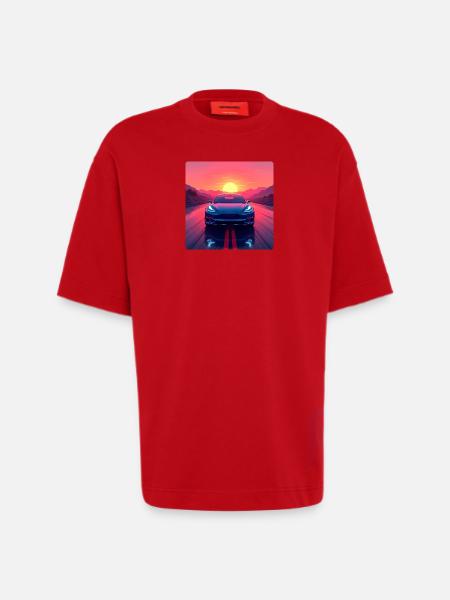 Electric Highway - Heavyweight T-Shirt - made by SPREAD  - red