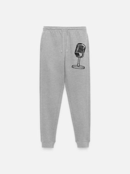 Mikrofon - Retro - gezeichnet - Männer Premium Bio Jogginghose - Grau meliert