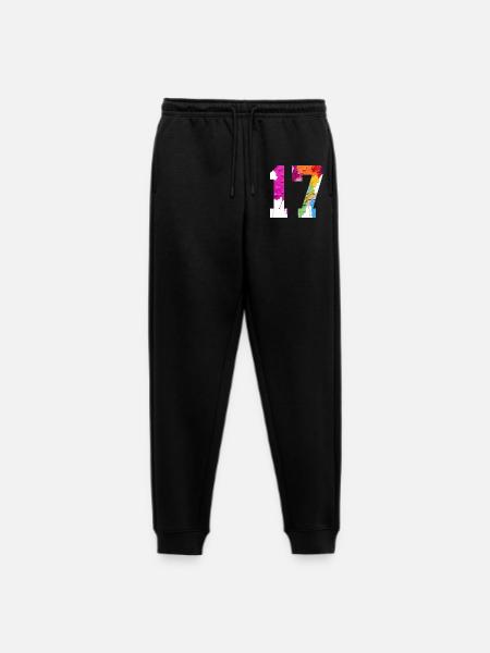 FARBIG NUMMER 17 BUNT 17. GEBURTSTAG - Männer Premium Bio Jogginghose - Schwarz