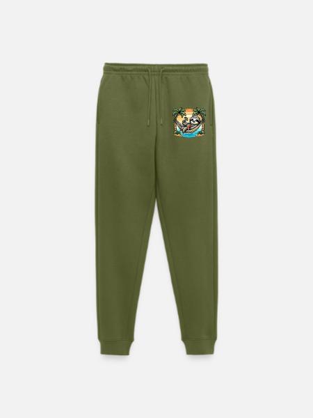 Sloth in hammock - Men's Premium Organic Joggers - khaki