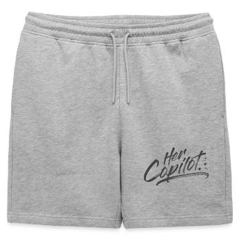 Her Copilot - Mens' Premium Organic Sweatshorts - heather grey - Front - AI Model Male 178 light (178cm)