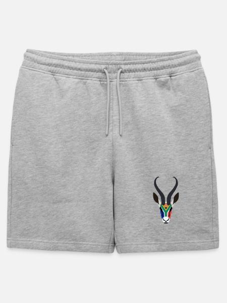 SPRINGBOK HEAD IN SOUTH AFRICAN COLOURS - Mens' Premium Organic Sweatshorts - heather grey
