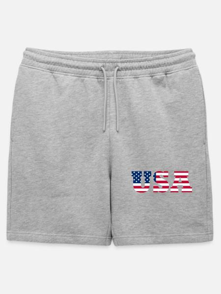 Stars & Stripes Lettermark USA - Mens' Premium Organic Sweatshorts - heather grey
