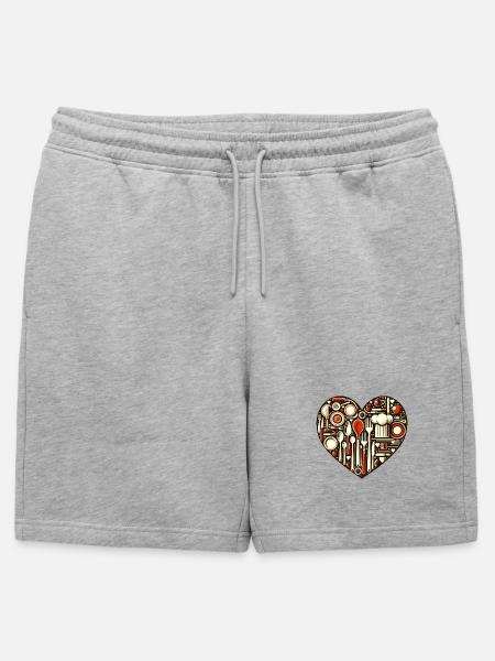 Küchenliebe Herz - Männer Premium Organic Sweatshorts - Grau meliert
