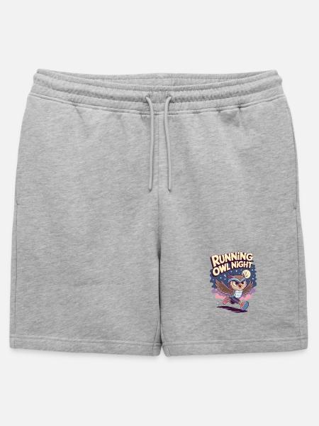 Running Owl Night - Mens' Premium Organic Sweatshorts - heather grey