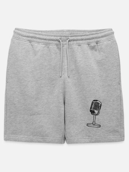 Mikrofon - Retro - gezeichnet - Männer Premium Organic Sweatshorts - Grau meliert