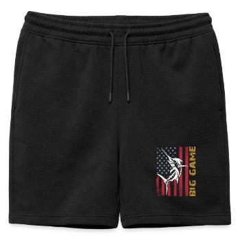 Jumping Marlin with US flag Deep Sea Fishing - Mens' Premium Organic Sweatshorts - black - Front - AI Model Male 178 light (178cm)