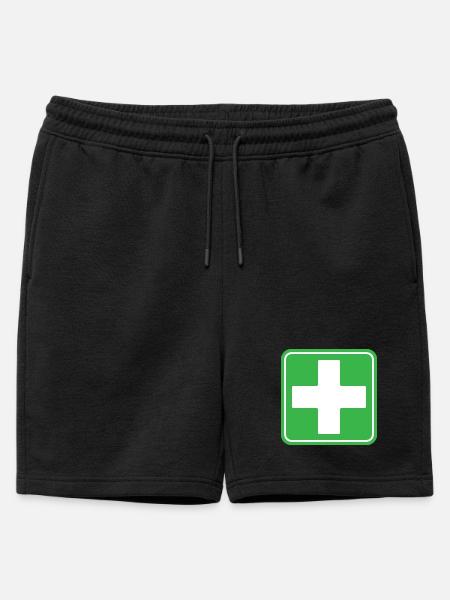 First Aid Medical Cross Safety Sign Vector Icon - Mens' Premium Organic Sweatshorts - black