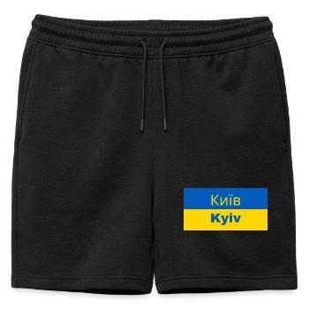 Kyiv City in Cyrillic - Mens' Premium Organic Sweatshorts - black - Front - AI Model Male 178 light (178cm)