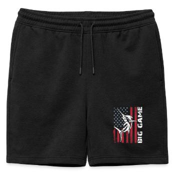 Jumping Marlin with US flag Deep Sea Fishing - Mens' Premium Organic Sweatshorts - black - Front - AI Model Male 178 light (178cm)