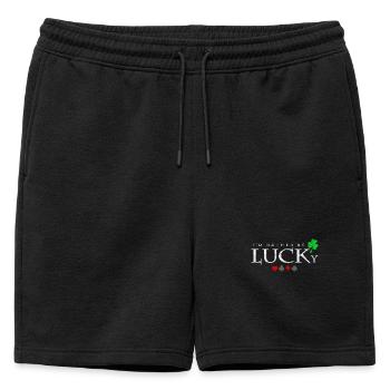 I'd Rather Be Lucky Saying Poker Player Gift - Mens' Premium Organic Sweatshorts - black - Front - AI Model Male 178 light (178cm)