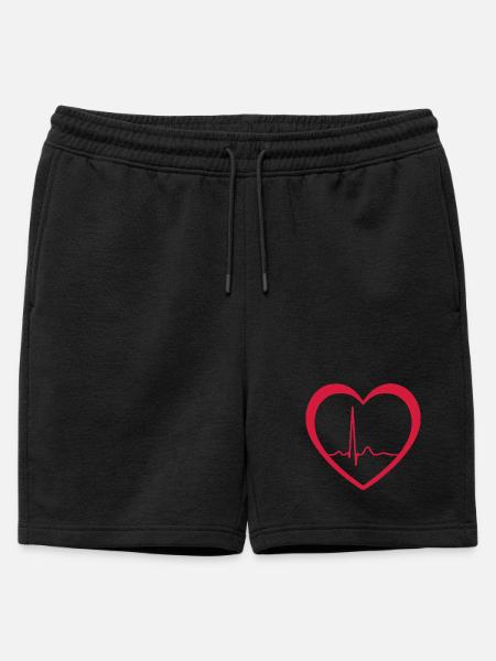Heartbeat ECG Line Medical Pulse Wave Icon Vector - Mens' Premium Organic Sweatshorts - black