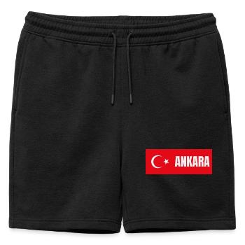 Ankara City in Turkish Flag - Mens' Premium Organic Sweatshorts - black - Front - AI Model Male 178 light (178cm)