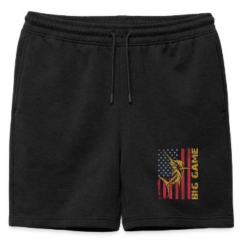 Jumping Marlin with US flag Deep Sea Fishing - Mens' Premium Organic Sweatshorts - black - Front - AI Model Male 178 light (178cm)