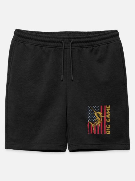 Springender Marlin mit US Flagge Hochseefischen - Männer Premium Organic Sweatshorts - Schwarz