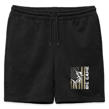 Jumping Marlin with US flag Deep Sea Fishing - Mens' Premium Organic Sweatshorts - black - Front - AI Model Male 178 light (178cm)