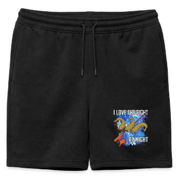 Waller catfish silhouette fishing rod and splashes of colour - Mens' Premium Organic Sweatshorts - black - Front - AI Model Male 178 light (178cm)