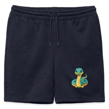 Anaconda Mascotte mignonne Personnage de dessin animé Kawaii - Short de survêtement homme premium - bleu marine - Devant - AI Model Male 178 light (178cm)
