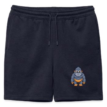 Gorille mignon mascotte personnage de dessin animé Kawaii - Short de survêtement homme premium - bleu marine - Devant - AI Model Male 178 light (178cm)