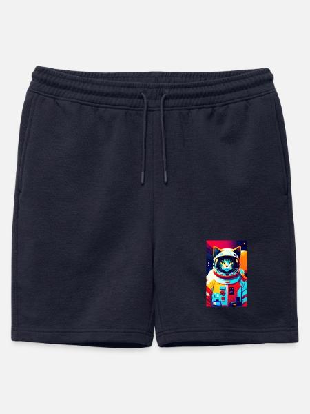 Chat astronaute - Short de survêtement homme premium - bleu marine