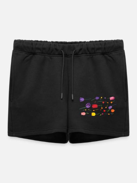 Flowers Spring Tulips - Women’s Premium Organic Sweatshorts - black