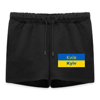 Kyiv City in Cyrillic - Women’s Premium Organic Sweatshorts - black - Front - AI Model Female 172 light (172cm)