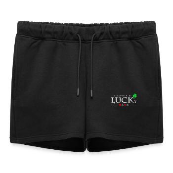 I'd Rather Be Lucky Saying Poker Player Gift - Women’s Premium Organic Sweatshorts - black - Front - AI Model Female 172 light (172cm)