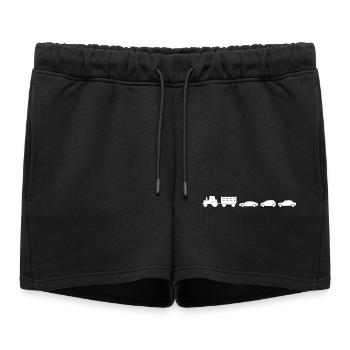 Tracteur avec remorque et voitures - Short de survêtement femme premium - noir - Devant - AI Model Female 172 light (172cm)