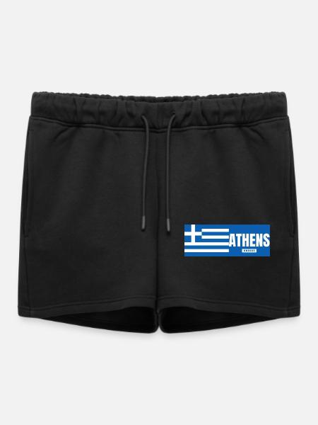 Athens City with Greek Flag - Women’s Premium Organic Sweatshorts - black