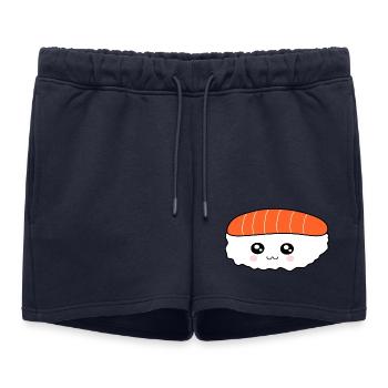 Kawaii, Nigiri, Saumon, Poisson, Riz, Cuisine japonaise - Short de survêtement femme premium - bleu marine - Devant - AI Model Female 172 light (172cm)