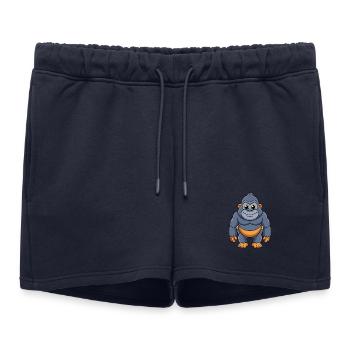 Gorille mignon mascotte personnage de dessin animé Kawaii - Short de survêtement femme premium - bleu marine - Devant - AI Model Female 172 light (172cm)