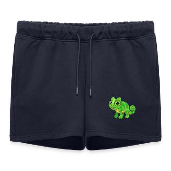Caméléon Mascotte mignonne Personnage de dessin animé Kawaii - Short de survêtement femme premium - bleu marine - Devant - AI Model Female 172 light (172cm)
