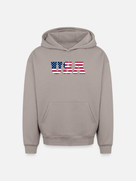 Stars & Stripes Lettermark USA - Oversized Heavyweight Unisex Hoodie - taupe