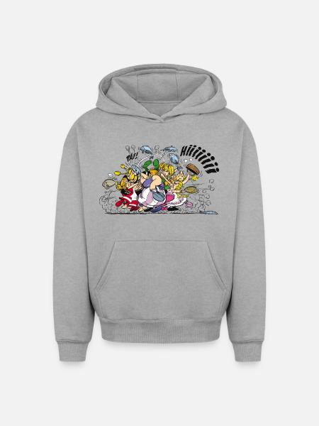 Asterix & Obelix Fight - Oversized Heavyweight Unisex Hoodie - heather grey