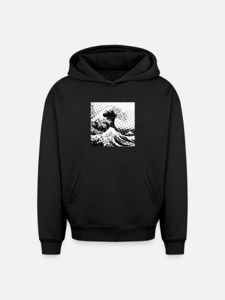 Japanese wave Kanagawa Style bd - Oversized Heavyweight Unisex Hoodie - black
