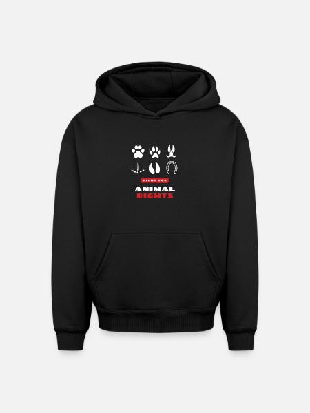 animal rights - Oversized Heavyweight Unisex Hoodie - black