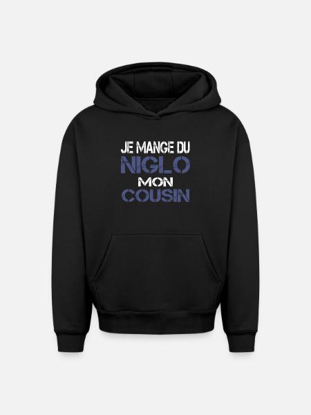 Je mange du Niglo - Sweat à capuche unisexe oversize épais SPREAD - noir
