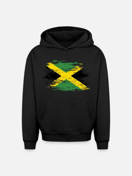 Jamaica flag used - Oversized Heavyweight Unisex Hoodie - black