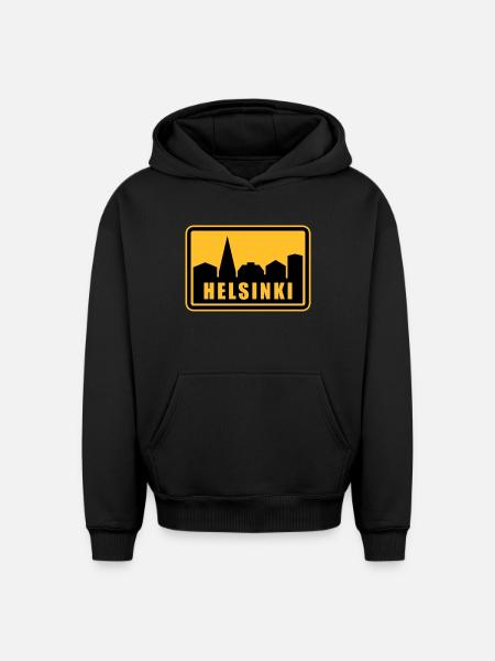 Helsinki - Sweat à capuche unisexe oversize épais SPREAD - noir