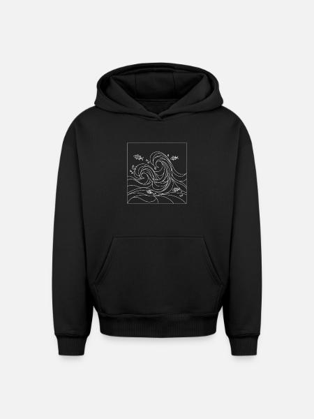geometric ocean - Oversized Heavyweight Unisex Hoodie - black