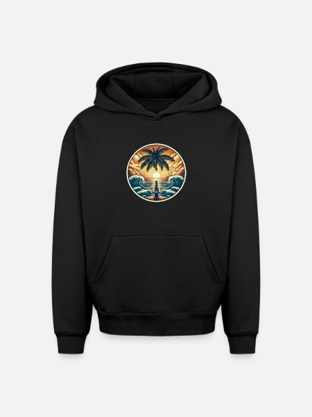 Surfer Logo - Oversized Heavyweight Unisex Hoodie - black