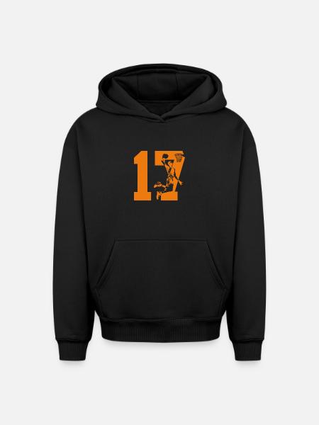 NUMBER 17 BASKETBALL 17TH BIRTHDAY - Oversized Heavyweight Unisex Hoodie - black
