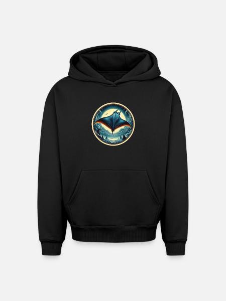 Ray Fish - Oversized Heavyweight Unisex Hoodie - black