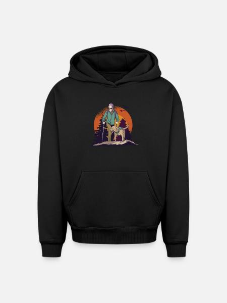 Walking with the dog - Oversized Heavyweight Unisex Hoodie - black