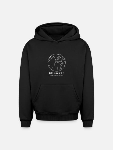 World map outline - Oversized Heavyweight Unisex Hoodie - black
