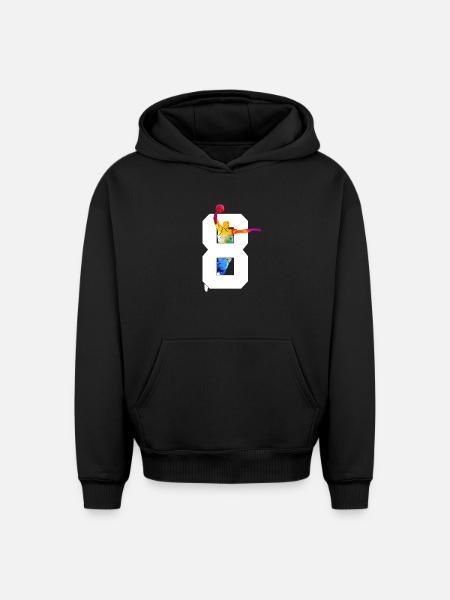 NUMBER 8 BASKETBALL 8TH BIRTHDAY - Oversized Heavyweight Unisex Hoodie - black