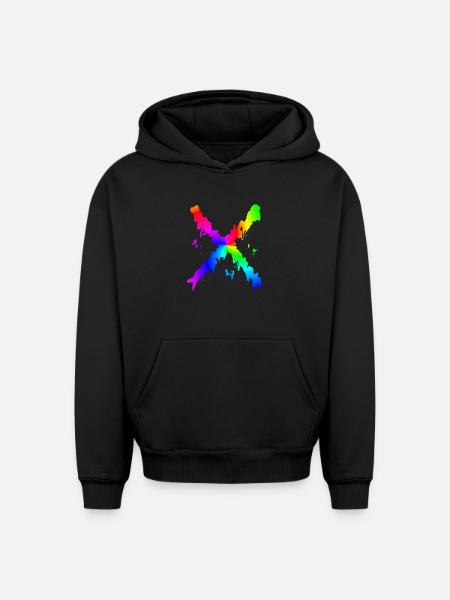 X Desing regenbogen - Oversized Heavyweight Unisex Hoodie - Schwarz